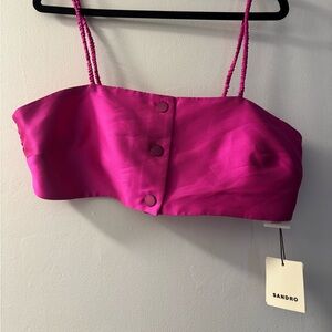 Sandro Fuchsia Buttoned Crop Top